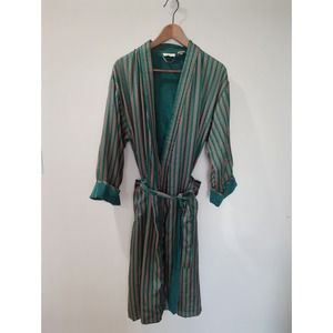 Victoria's Secret Vintage Gold Label Green Red Striped Robe